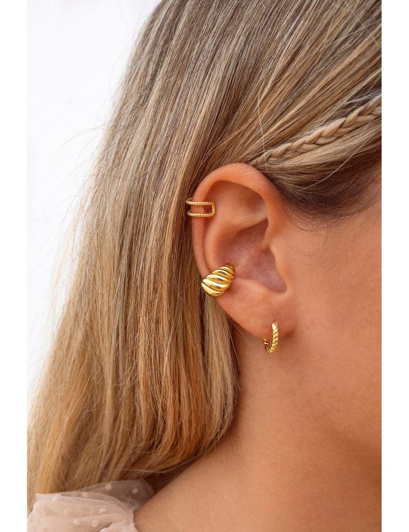 Cabled Rope Chain Huggie Hoop Earrings