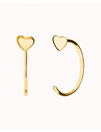 Heart Open Huggie Hoop Earrings - Ear hugger