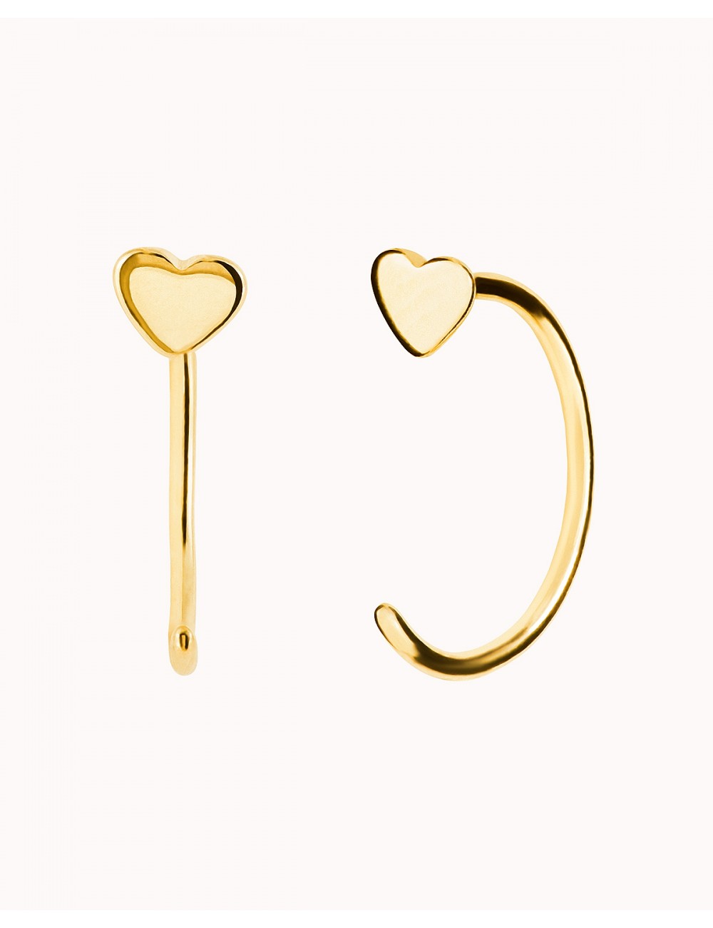 Heart Open Huggie Hoop Earrings - Ear hugger