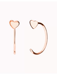 Heart Open Huggie Hoop Earrings - Ear hugger