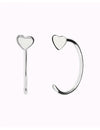 Heart Open Huggie Hoop Earrings - Ear hugger