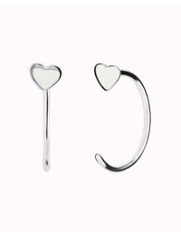 Heart Open Huggie Hoop Earrings - Ear hugger