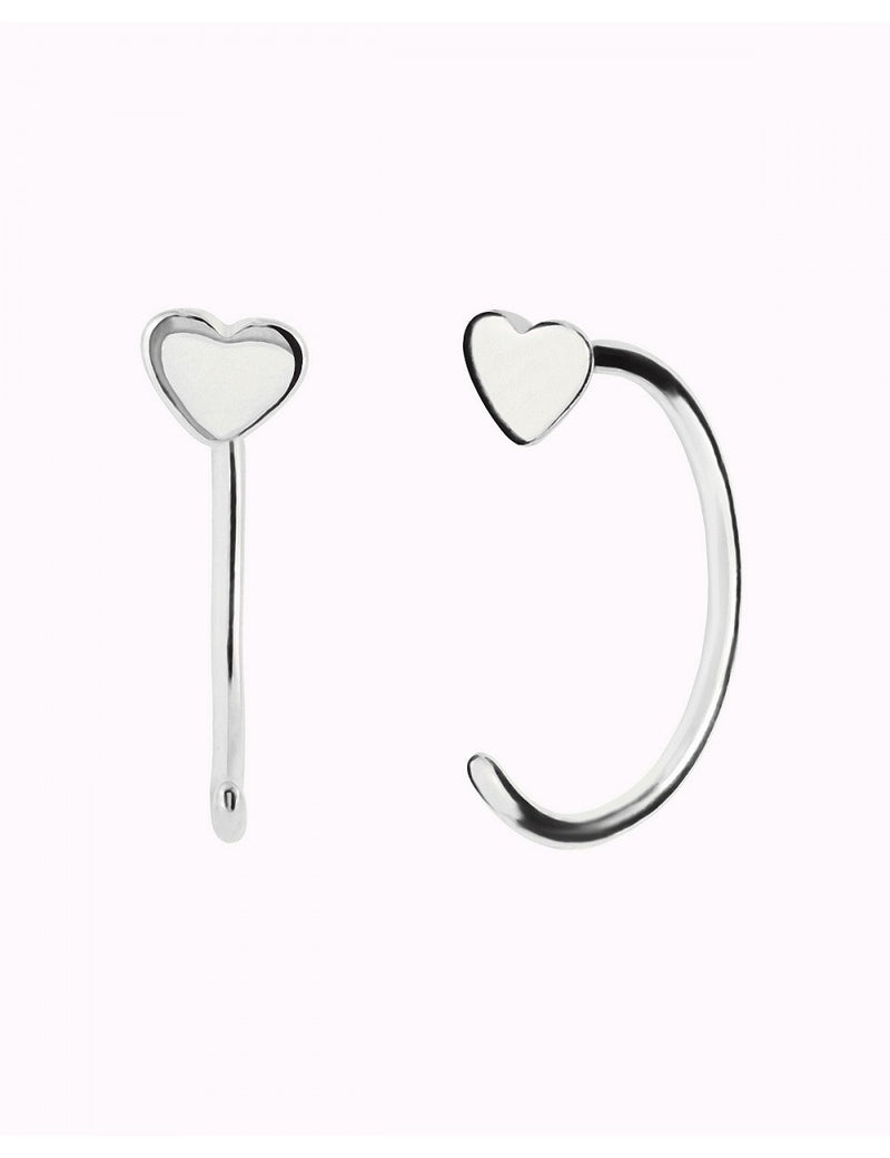 Heart Open Huggie Hoop Earrings - Ear hugger