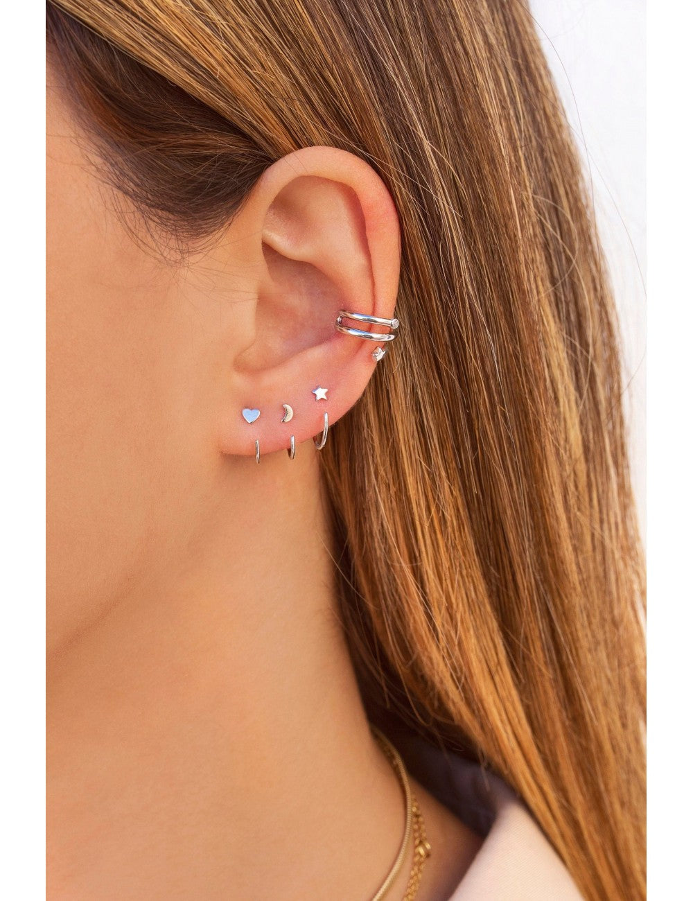 Heart Open Huggie Hoop Earrings - Ear hugger