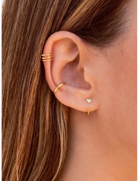 Heart Open Huggie Hoop Earrings - Ear hugger