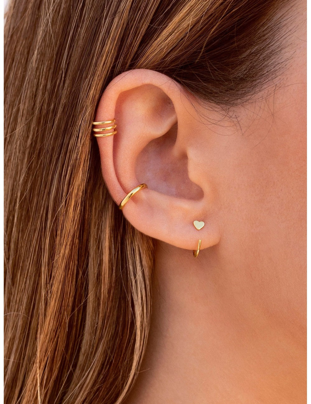 Heart Open Huggie Hoop Earrings - Ear hugger