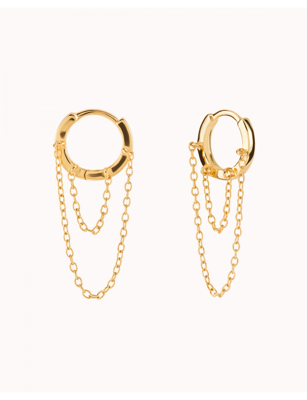 Helix Huggie Hoop Earrings With 2 Dangling Chains