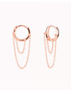 Helix Huggie Hoop Earrings With 2 Dangling Chains