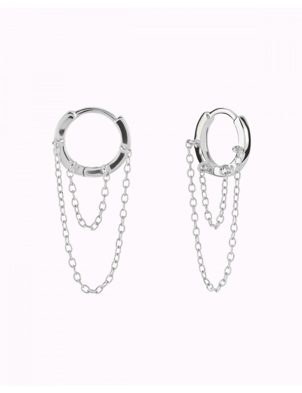 Helix Huggie Hoop Earrings With 2 Dangling Chains