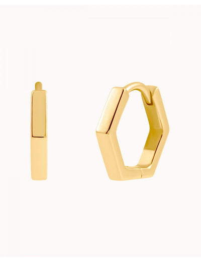 Pendientes de aro huggie geométricos en forma de hexágono