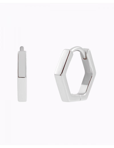 Pendientes de aro huggie geométricos en forma de hexágono