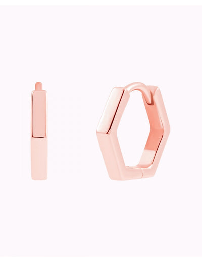 Pendientes de aro huggie geométricos en forma de hexágono