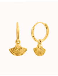 Pendientes aro con charm en forma de abanico