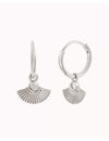 Pendientes aro con charm en forma de abanico