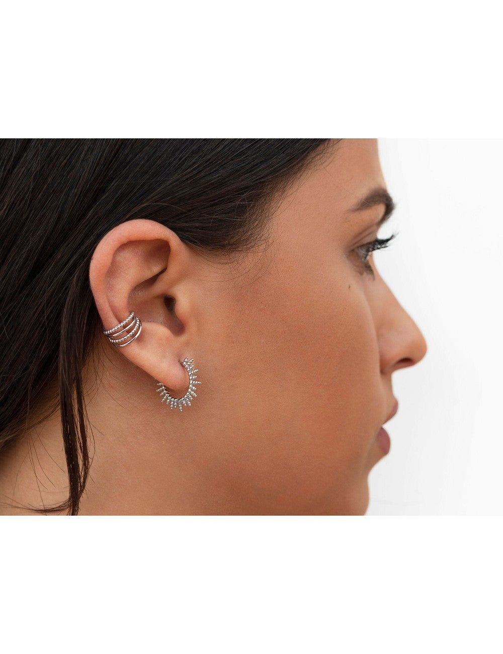 Irregular Beaded Spikes Hoop Earrings