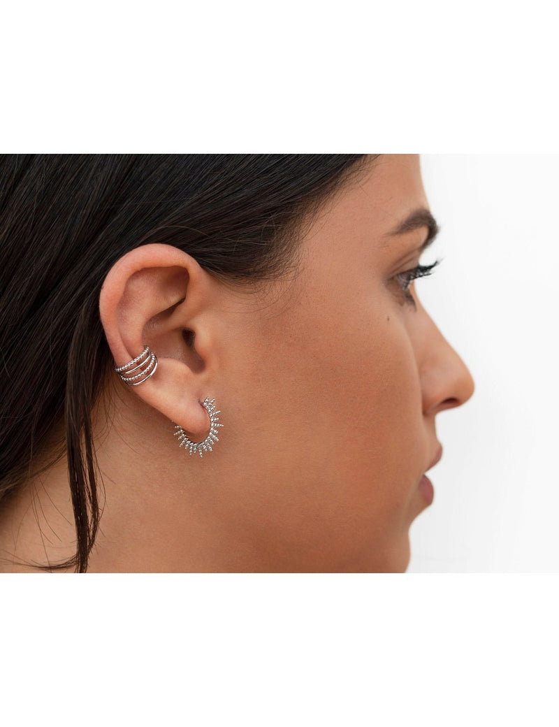 Irregular Beaded Spikes Hoop Earrings