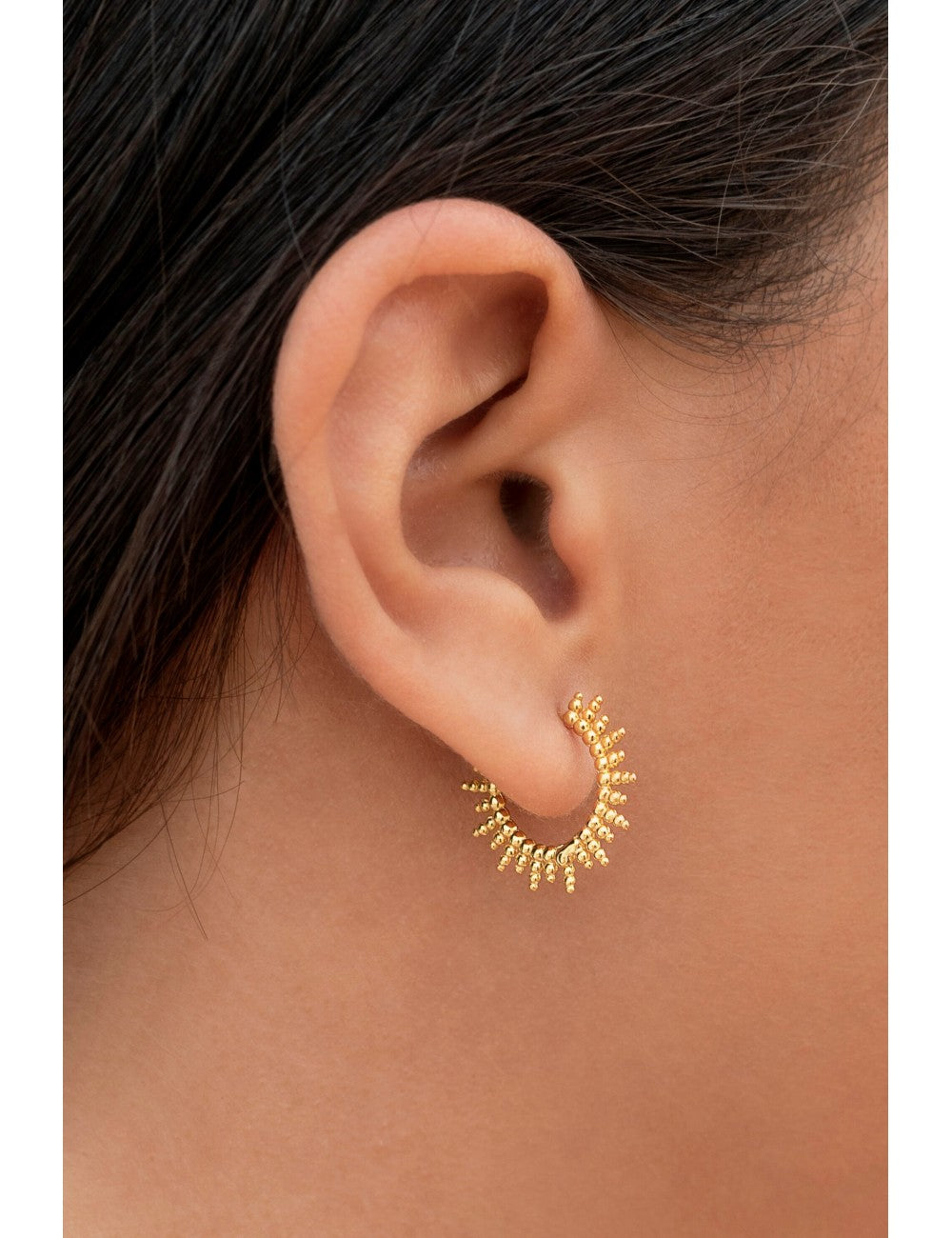 Irregular Beaded Spikes Hoop Earrings