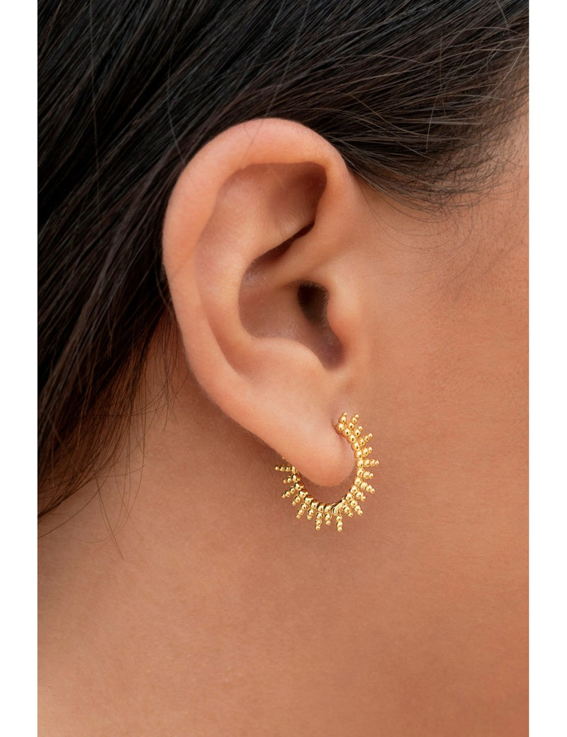 Irregular Beaded Spikes Hoop Earrings