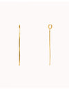 Huggie Hoop Earrings With Long Herringbone Chain Charm 