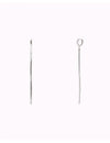 Huggie Hoop Earrings With Long Herringbone Chain Charm 