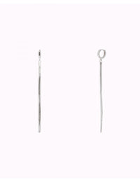 Huggie Hoop Earrings With Long Herringbone Chain Charm 