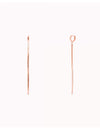 Huggie Hoop Earrings With Long Herringbone Chain Charm 