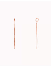 Huggie Hoop Earrings With Long Herringbone Chain Charm 