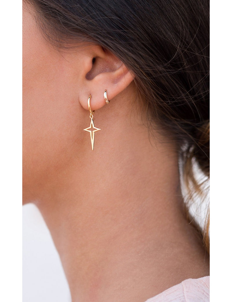 Cross Star Huggie Hoop Earrings
