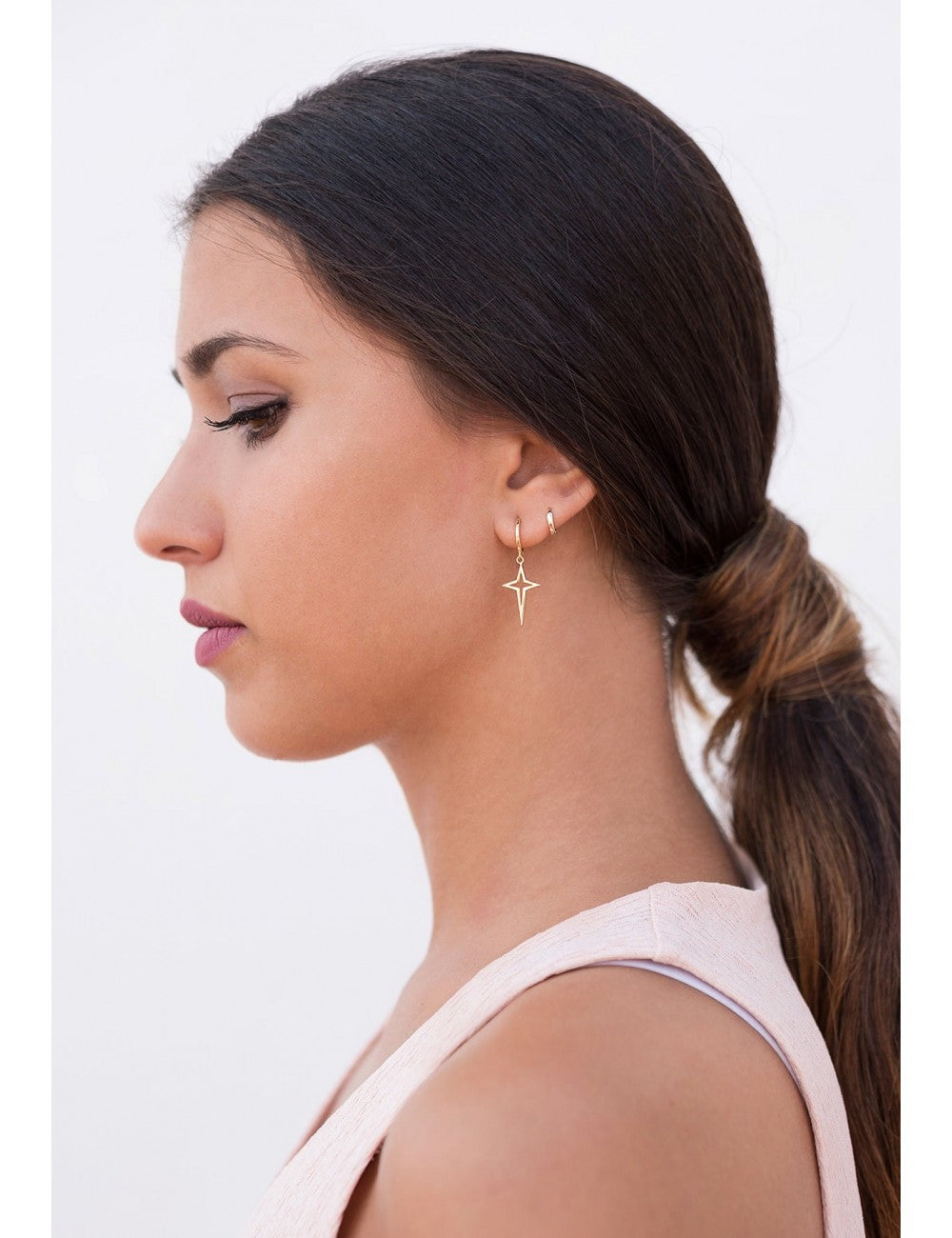Cross Star Huggie Hoop Earrings