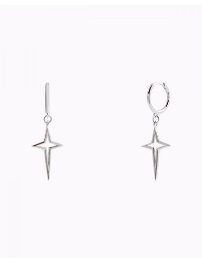 Pendientes de aro con estrella en forma de cruz