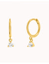 Dangling CZ Huggie Hoop Earrings - Two stone colors available: Black & White