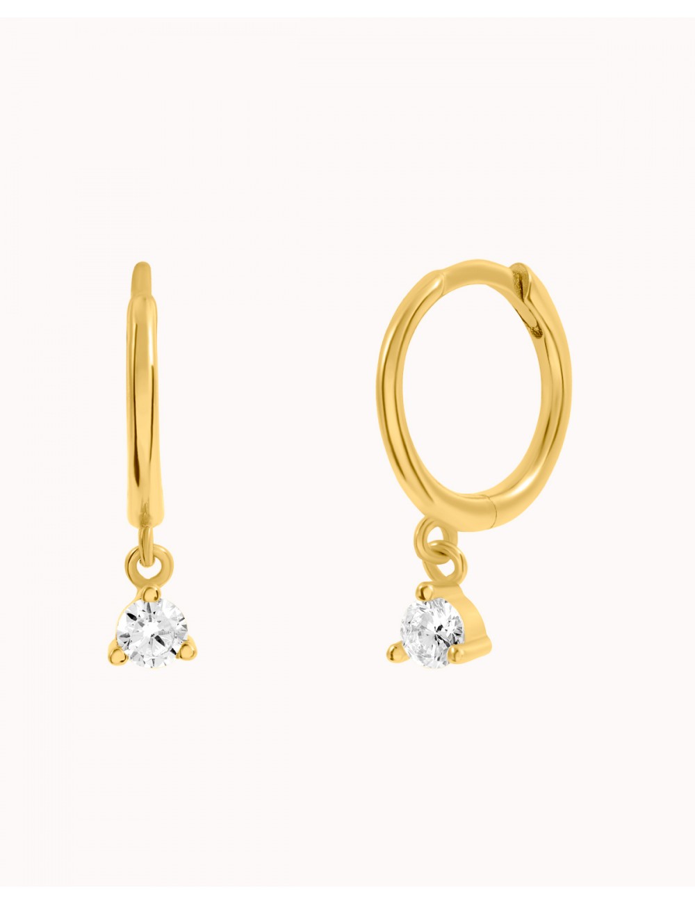 Dangling CZ Huggie Hoop Earrings - Two stone colors available: Black & White