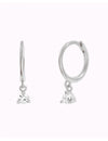 Dangling CZ Huggie Hoop Earrings - Two stone colors available: Black & White