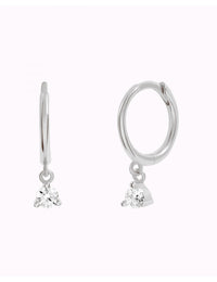 Dangling CZ Huggie Hoop Earrings - Two stone colors available: Black & White
