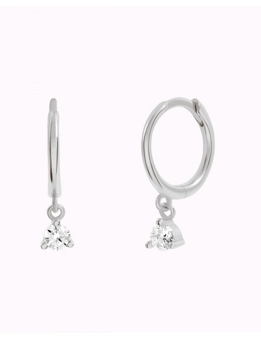 Dangling CZ Huggie Hoop Earrings - Two stone colors available: Black & White