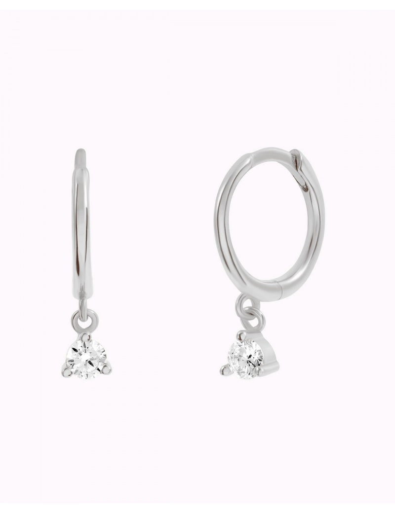Dangling CZ Huggie Hoop Earrings - Two stone colors available: Black & White