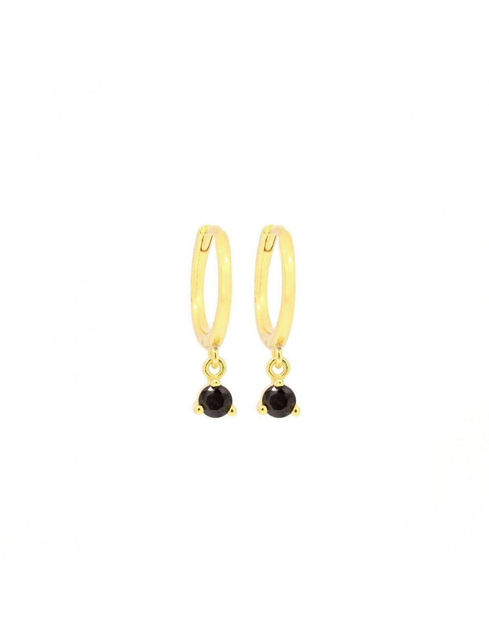 Dangling CZ Huggie Hoop Earrings - Two stone colors available: Black & White