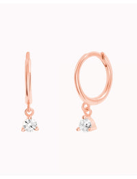 Dangling CZ Huggie Hoop Earrings - Two stone colors available: Black & White