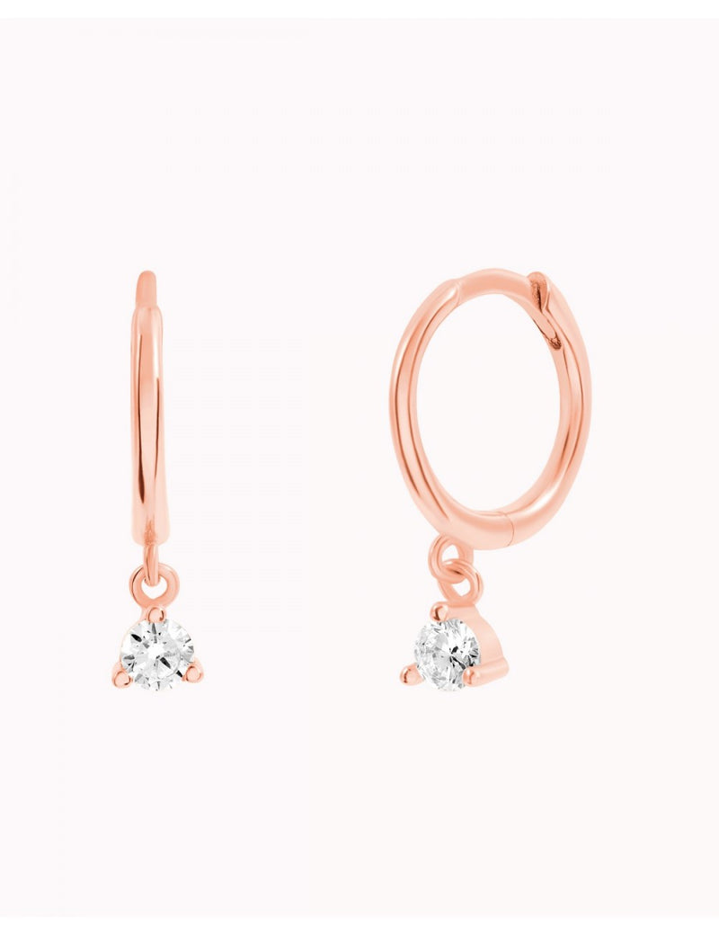 Dangling CZ Huggie Hoop Earrings - Two stone colors available: Black & White