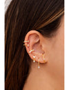 Dangling CZ Huggie Hoop Earrings - Two stone colors available: Black & White