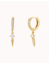 CZ Huggie Hoop Earrings With Spike Shaped Charm