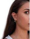 CZ Huggie Hoop Earrings With Spike Shaped Charm