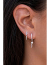 CZ Huggie Hoop Earrings With Spike Shaped Charm