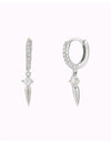 CZ Huggie Hoop Earrings With Spike Shaped Charm