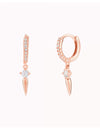 CZ Huggie Hoop Earrings With Spike Shaped Charm