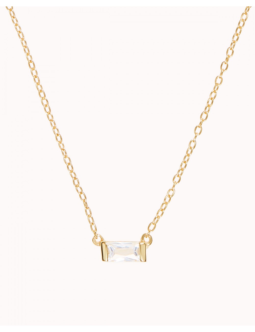 Horizontal Baguette CZ Pendant Necklace