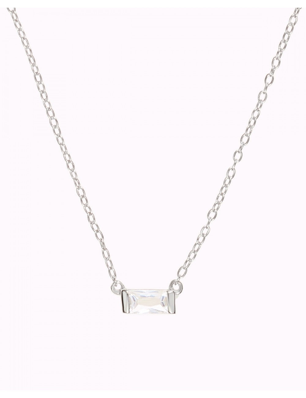 Horizontal Baguette CZ Pendant Necklace