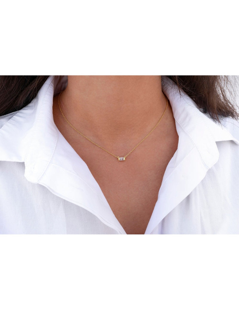 Horizontal Baguette CZ Pendant Necklace