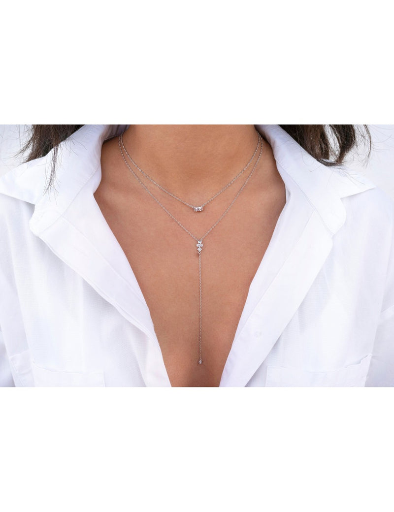 Horizontal Baguette CZ Pendant Necklace