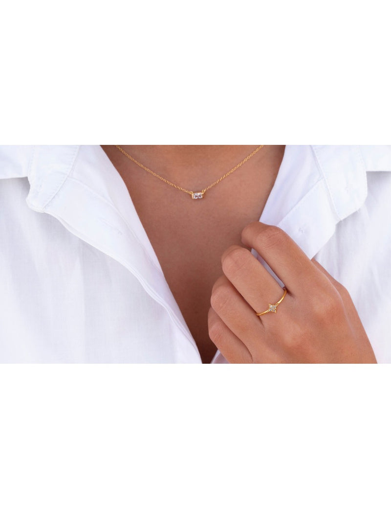 Horizontal Baguette CZ Pendant Necklace